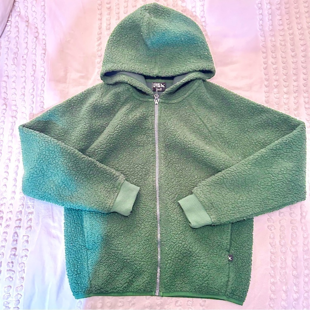 Eddie Bauer Women’s Green Raglan Fleece Hoodie Sz XS